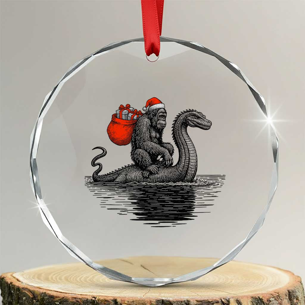 Funny Bigfoot Christmas Crystal Glass Ornament Sasquatch Loch Ness Cryptid Xmas TS14 Transparent Glass 3'' Circle Print Your Wear