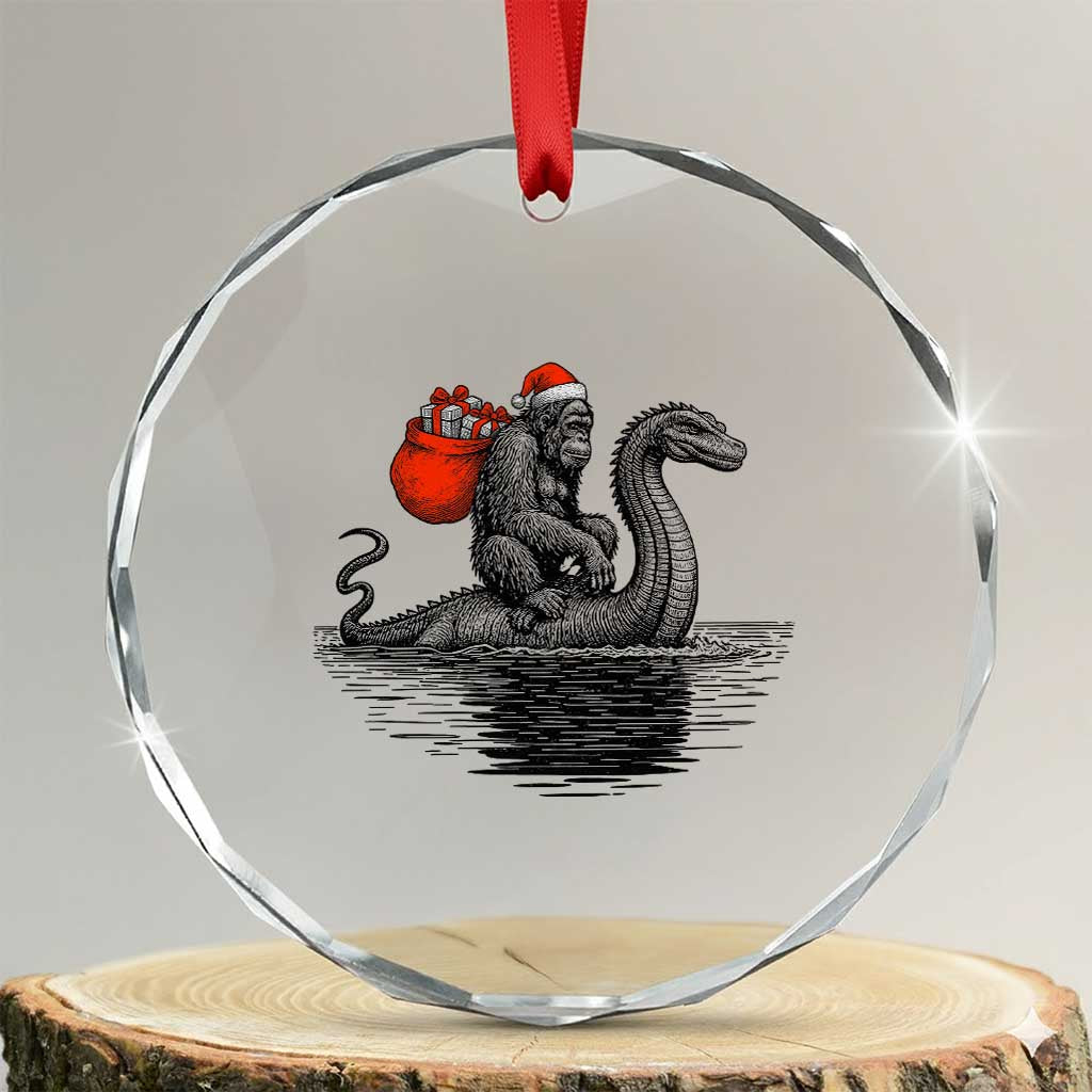 Funny Bigfoot Christmas Crystal Glass Ornament Sasquatch Loch Ness Cryptid Xmas TS14 Transparent Glass 3'' Circle Print Your Wear