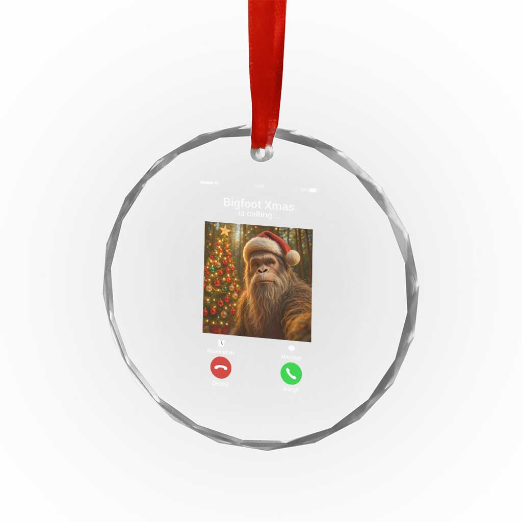 Funny Bigfoot Christmas Crystal Glass Ornament Sasquatch Video Call Meme TS14 Print Your Wear