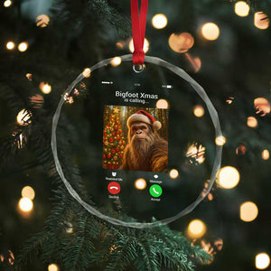 Funny Bigfoot Christmas Crystal Glass Ornament Sasquatch Video Call Meme TS14 Print Your Wear