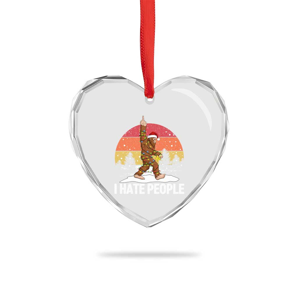 Funny Bigfoot Christmas Heart Crystal Glass Ornament I Hate People TS14 Print Your Wear
