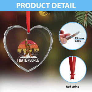 Funny Bigfoot Christmas Heart Crystal Glass Ornament I Hate People TS14 Print Your Wear