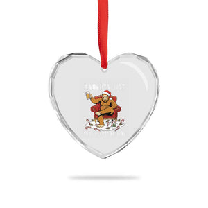Funny Bigfoot Christmas Heart Crystal Glass Ornament On The Naughty List And I Regret Nothing TS14 Print Your Wear