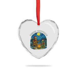 Funny Bigfoot Christmas Heart Crystal Glass Ornament Sasquatch Alien Merry Cryptmas TS14 Print Your Wear