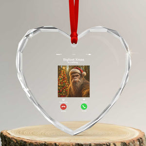 Funny Bigfoot Christmas Heart Crystal Glass Ornament Sasquatch Video Call Meme TS14 Transparent Glass 3'' Heart Print Your Wear