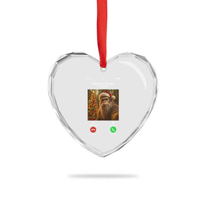 Funny Bigfoot Christmas Heart Crystal Glass Ornament Sasquatch Video Call Meme TS14 Print Your Wear