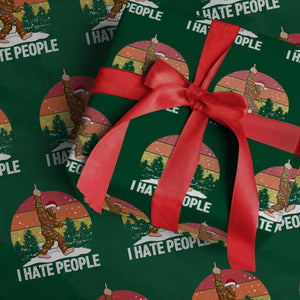 Funny Bigfoot Christmas Wrapping Paper Roll I Hate People TS14 Green Print Your Wear