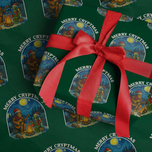 Funny Bigfoot Christmas Wrapping Paper Roll Sasquatch Alien Merry Cryptmas TS14 Green Print Your Wear