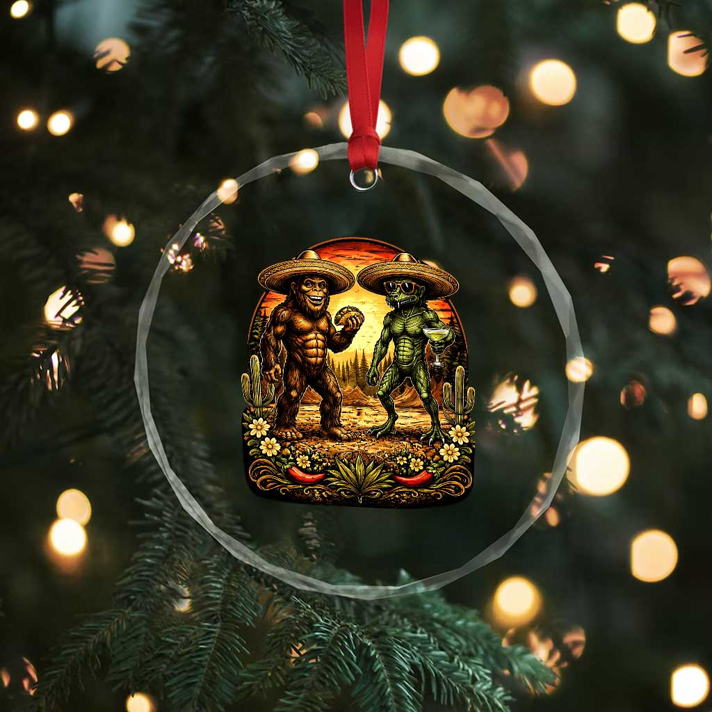 Funny Bigfoot Chupacabra Cinco De Mayo Crystal Glass Ornament Cryptid Lover Gift TS12 Print Your Wear