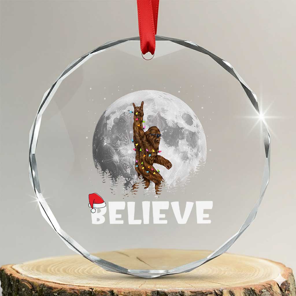 Funny Bigfoot Crystal Glass Ornament Cool Full Moon & Trees Sasquatch Xmas Lights TS10 Transparent Glass 3'' Circle Print Your Wear