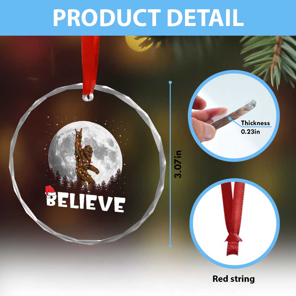 Funny Bigfoot Crystal Glass Ornament Cool Full Moon & Trees Sasquatch Xmas Lights TS10 Print Your Wear