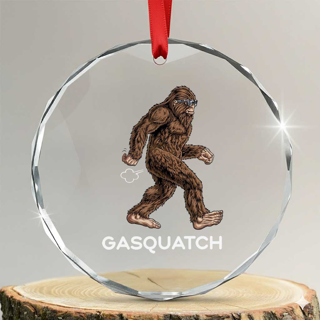 Funny Bigfoot Crystal Glass Ornament Gasquatch Gassy Sasquatch Fart Meme TS10 Transparent Glass 3'' Circle Print Your Wear