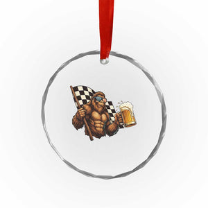 Funny Bigfoot Crystal Glass Ornament Sasquatch Drinking Beer Racing Car TS14 Print Your Wear