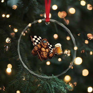 Funny Bigfoot Crystal Glass Ornament Sasquatch Drinking Beer Racing Car TS14 Print Your Wear