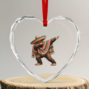 Funny Bigfoot Dabbing Cinco De Mayo Fiesta Heart Crystal Glass Ornament TS14 Transparent Glass 3'' Heart Print Your Wear