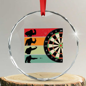 Funny Bigfoot Dart Player Crytid Sunset Retro Vintage Crystal Glass Ornament Dartist Gift TS12 Transparent Glass 3'' Circle Print Your Wear