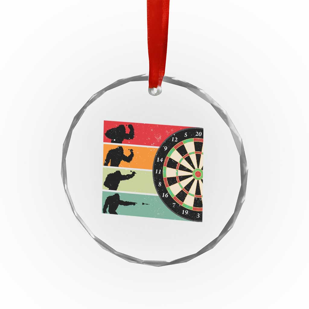 Funny Bigfoot Dart Player Crytid Sunset Retro Vintage Crystal Glass Ornament Dartist Gift TS12 Print Your Wear