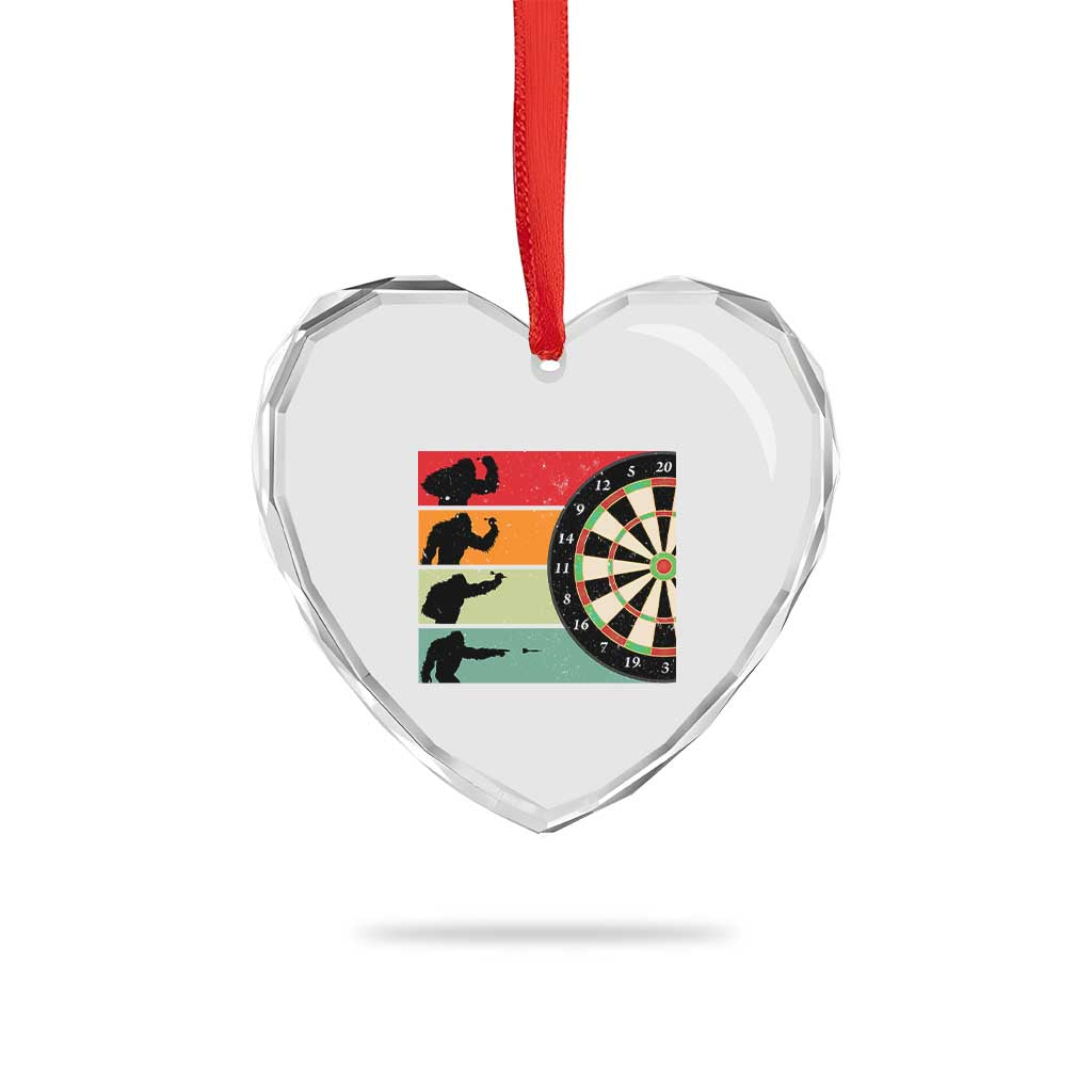 Funny Bigfoot Dart Player Crytid Sunset Retro Vintage Heart Crystal Glass Ornament Dartist Gift TS12 Print Your Wear