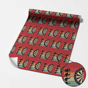 Funny Bigfoot Dart Player Crytid Sunset Retro Vintage Wrapping Paper Roll Dartist Gift TS12 Red Print Your Wear