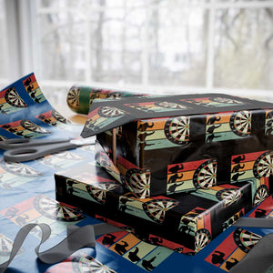 Funny Bigfoot Dart Player Crytid Sunset Retro Vintage Wrapping Paper Roll Dartist Gift TS12 Black Print Your Wear