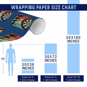 Funny Bigfoot Dart Player Crytid Sunset Retro Vintage Wrapping Paper Roll Dartist Gift TS12 Print Your Wear