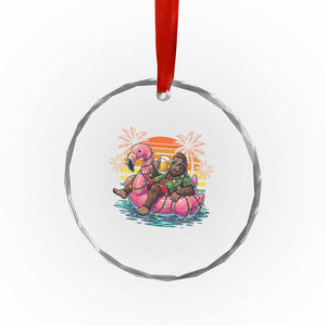 Funny Bigfoot Drinking Beer Christmas in July Crystal Glass Ornament