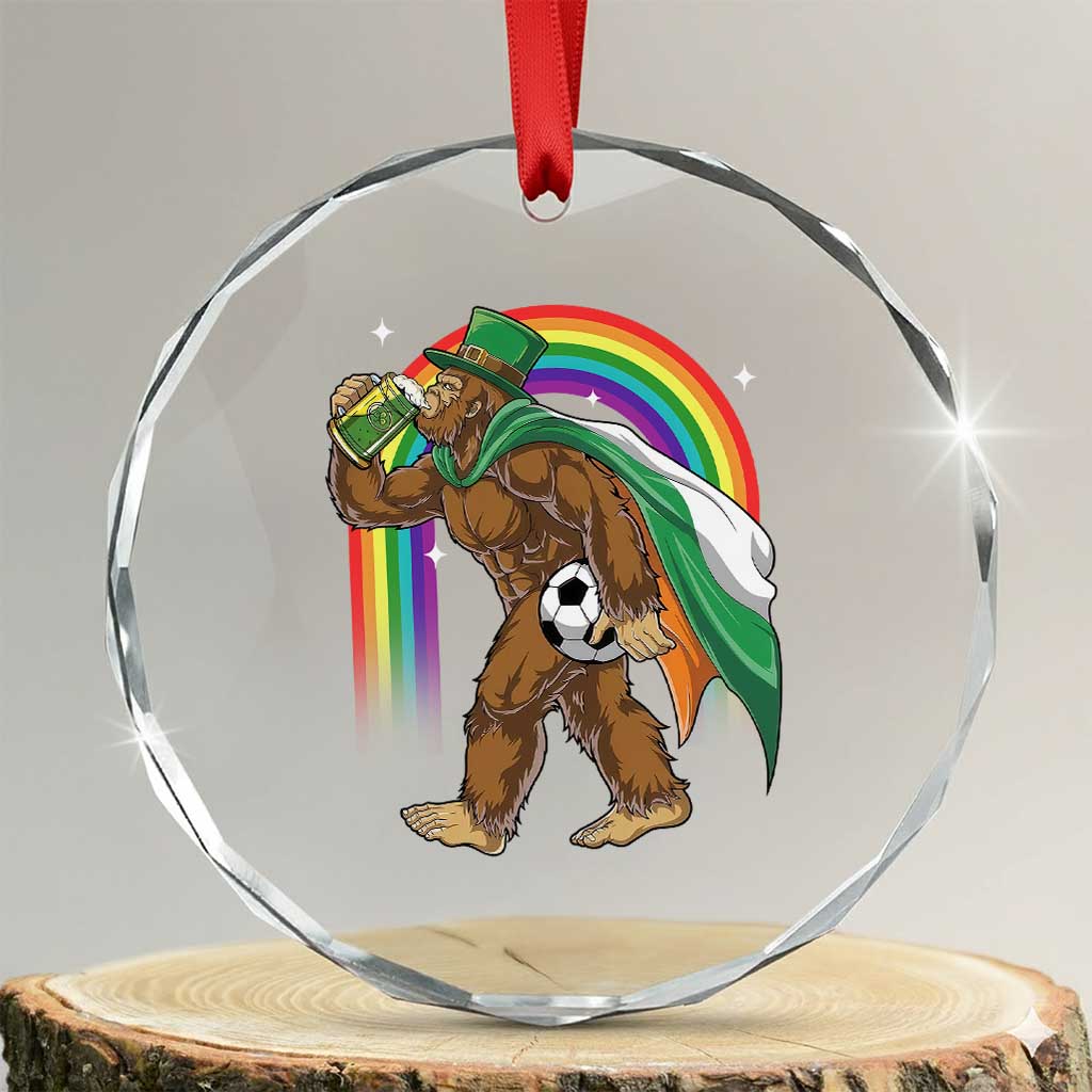Funny Bigfoot Drinking Beer Crystal Glass Ornament St Patricks Day Soccer Lover TS12 Transparent Glass 3'' Circle Print Your Wear