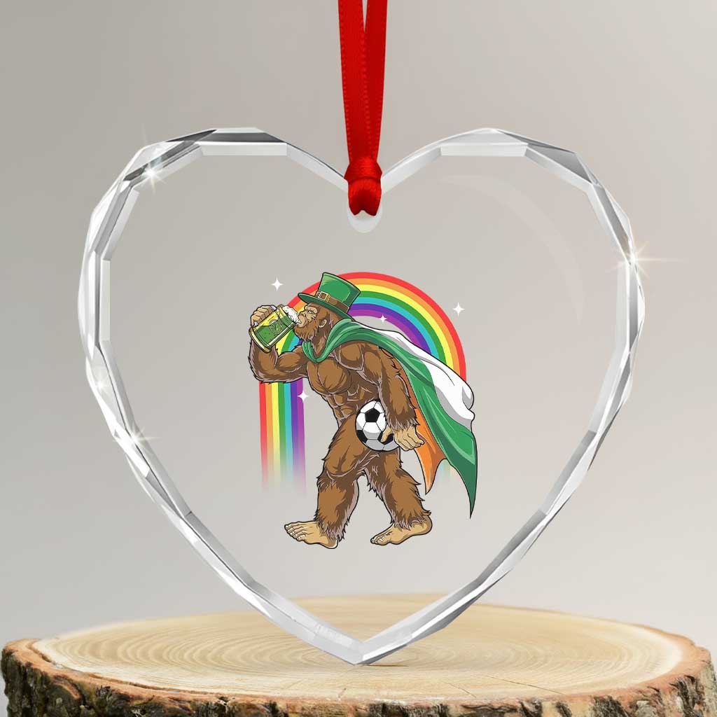 Funny Bigfoot Drinking Beer Heart Crystal Glass Ornament St Patricks Day Soccer Lover TS12 Transparent Glass 3'' Heart Print Your Wear
