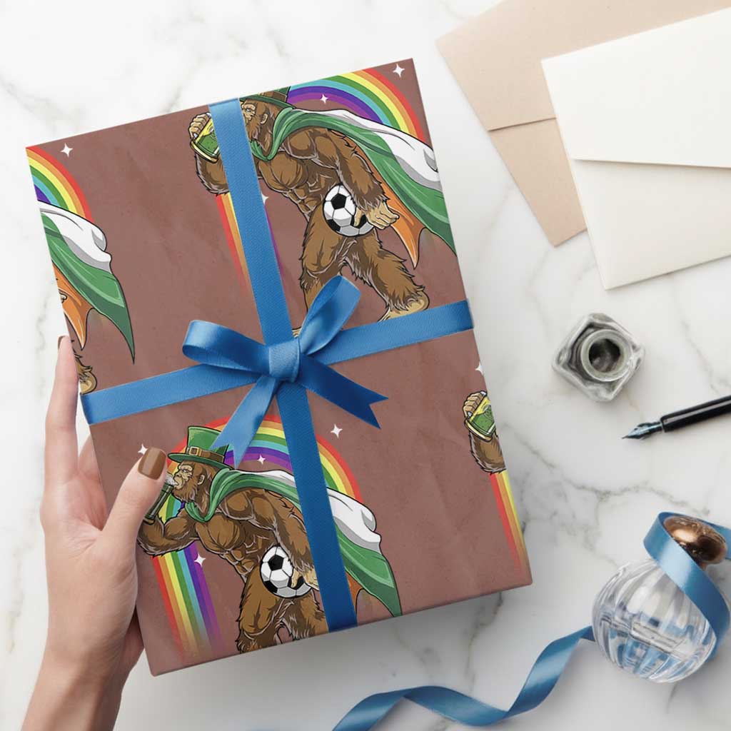 Funny Bigfoot Drinking Beer Wrapping Paper Roll St Patricks Day Soccer Lover TS12 Mocha Print Your Wear