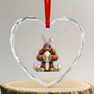 Funny Bigfoot Easter Day Bunny Sasquatch Egg Heart Crystal Glass Ornament TS11 Transparent Glass 3'' Heart Print Your Wear