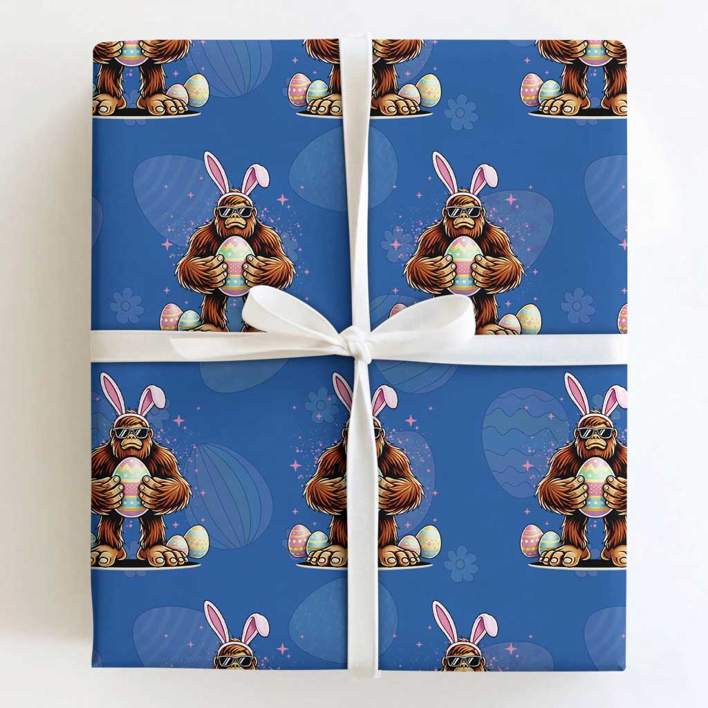 Funny Bigfoot Easter Day Bunny Sasquatch Egg Wrapping Paper Roll TS11 Royal Blue Print Your Wear