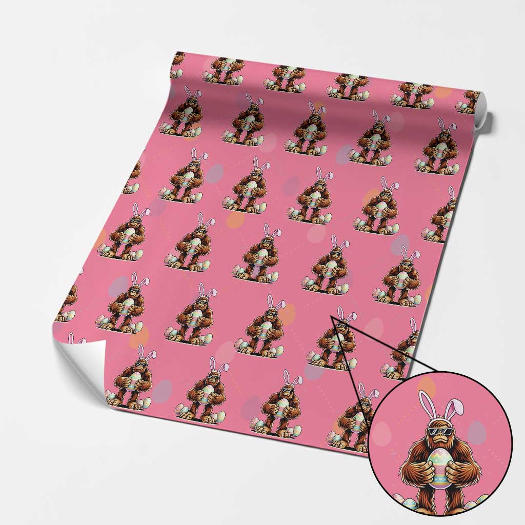 Funny Bigfoot Easter Day Bunny Sasquatch Egg Wrapping Paper Roll TS11 Pink Print Your Wear