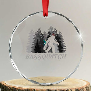 Funny Bigfoot Fishing Crystal Glass Ornament Bassquatch Sasquatch In The Forest Yeti TS10 Transparent Glass 3'' Circle Print Your Wear
