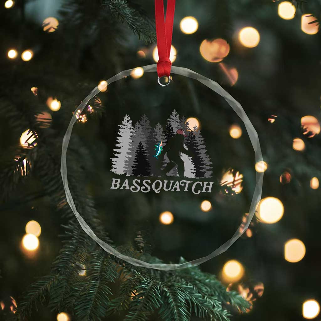 Funny Bigfoot Fishing Crystal Glass Ornament Bassquatch Sasquatch In The Forest Yeti TS10 Print Your Wear