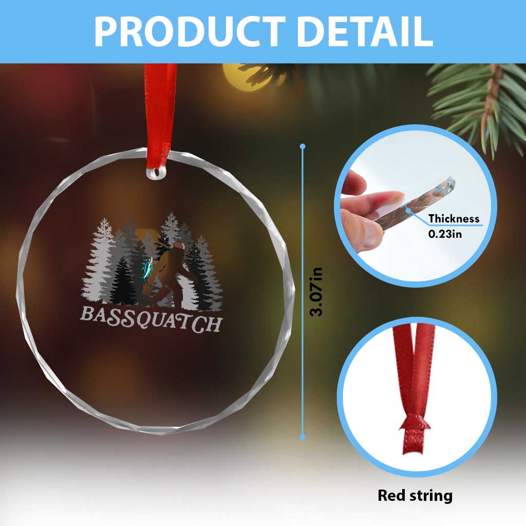 Funny Bigfoot Fishing Crystal Glass Ornament Bassquatch Sasquatch In The Forest Yeti TS10 Print Your Wear