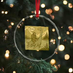 Funny Bigfoot Fishing Crystal Glass Ornament Sasquatch Loch Ness Monster Introvert Bruh TS14 Print Your Wear