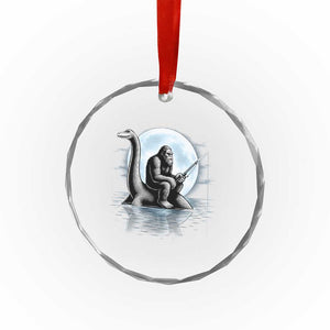 Funny Bigfoot Fishing Crystal Glass Ornament Sasquatch Riding Nessie Cryptid Moon Night TS14 Print Your Wear