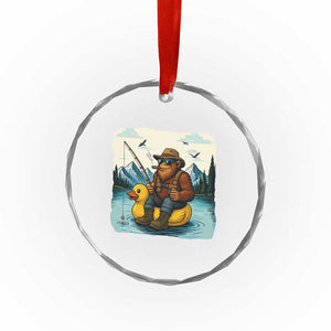 Funny Bigfoot Fishing Crystal Glass Ornament Sasquatch Sitting Rubber Duckie Cruise TS14 Print Your Wear