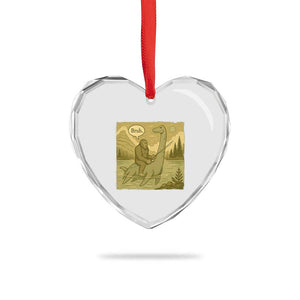 Funny Bigfoot Fishing Heart Crystal Glass Ornament Sasquatch Loch Ness Monster Introvert Bruh TS14 Print Your Wear