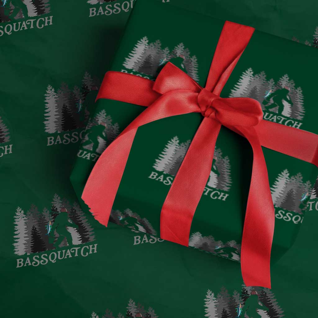 Funny Bigfoot Fishing Wrapping Paper Roll Bassquatch Sasquatch In The Forest Yeti TS10 Green Print Your Wear