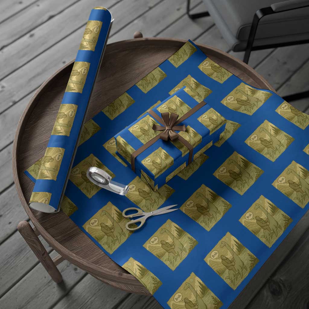 Funny Bigfoot Fishing Wrapping Paper Roll Sasquatch Loch Ness Monster Introvert Bruh TS14 Blue Print Your Wear
