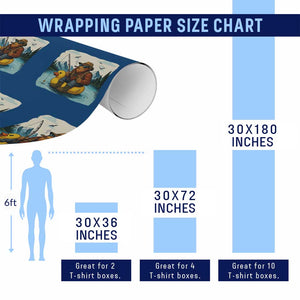 Funny Bigfoot Fishing Wrapping Paper Roll Sasquatch Sitting Rubber Duckie Cruise TS14 Print Your Wear