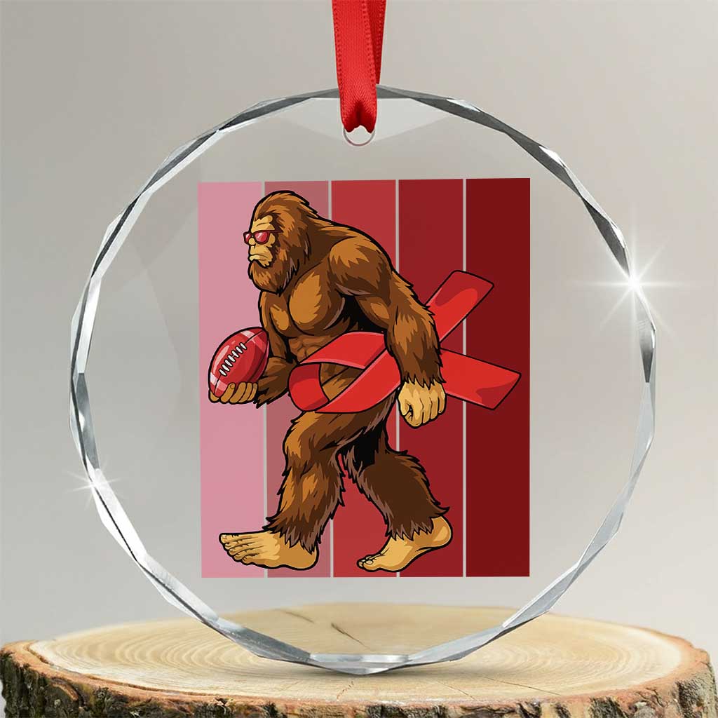 Funny Bigfoot Football HIV Awareness Crystal Glass Ornament Red Ribbon Retro Vintage Style Gift TS12 Transparent Glass 3'' Circle Print Your Wear