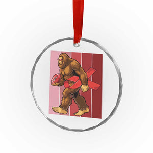 Funny Bigfoot Football HIV Awareness Crystal Glass Ornament Red Ribbon Retro Vintage Style Gift TS12 Print Your Wear