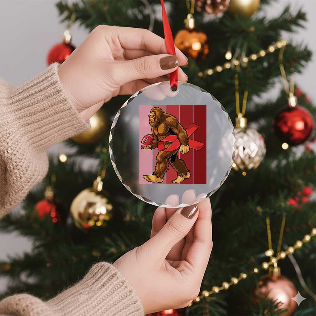 Funny Bigfoot Football HIV Awareness Crystal Glass Ornament Red Ribbon Retro Vintage Style Gift TS12 Print Your Wear