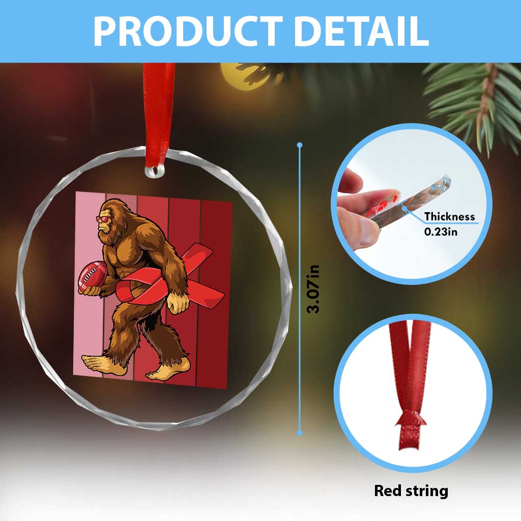 Funny Bigfoot Football HIV Awareness Crystal Glass Ornament Red Ribbon Retro Vintage Style Gift TS12 Print Your Wear