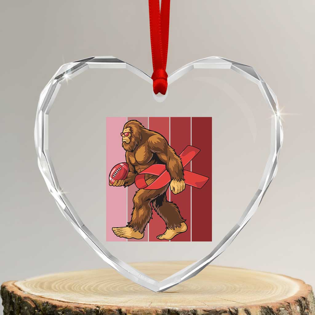 Funny Bigfoot Football HIV Awareness Heart Crystal Glass Ornament Red Ribbon Retro Vintage Style Gift TS12 Transparent Glass 3'' Heart Print Your Wear