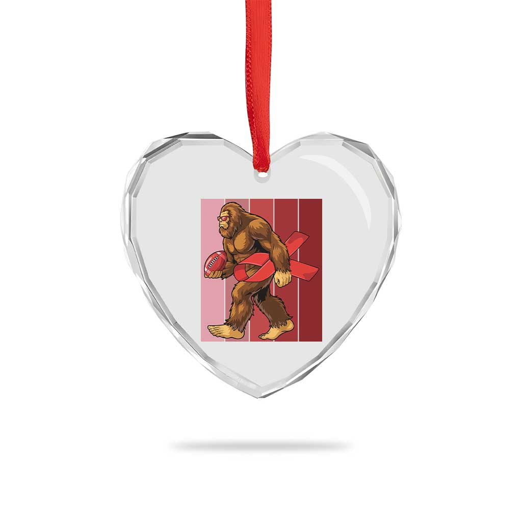 Funny Bigfoot Football HIV Awareness Heart Crystal Glass Ornament Red Ribbon Retro Vintage Style Gift TS12 Print Your Wear