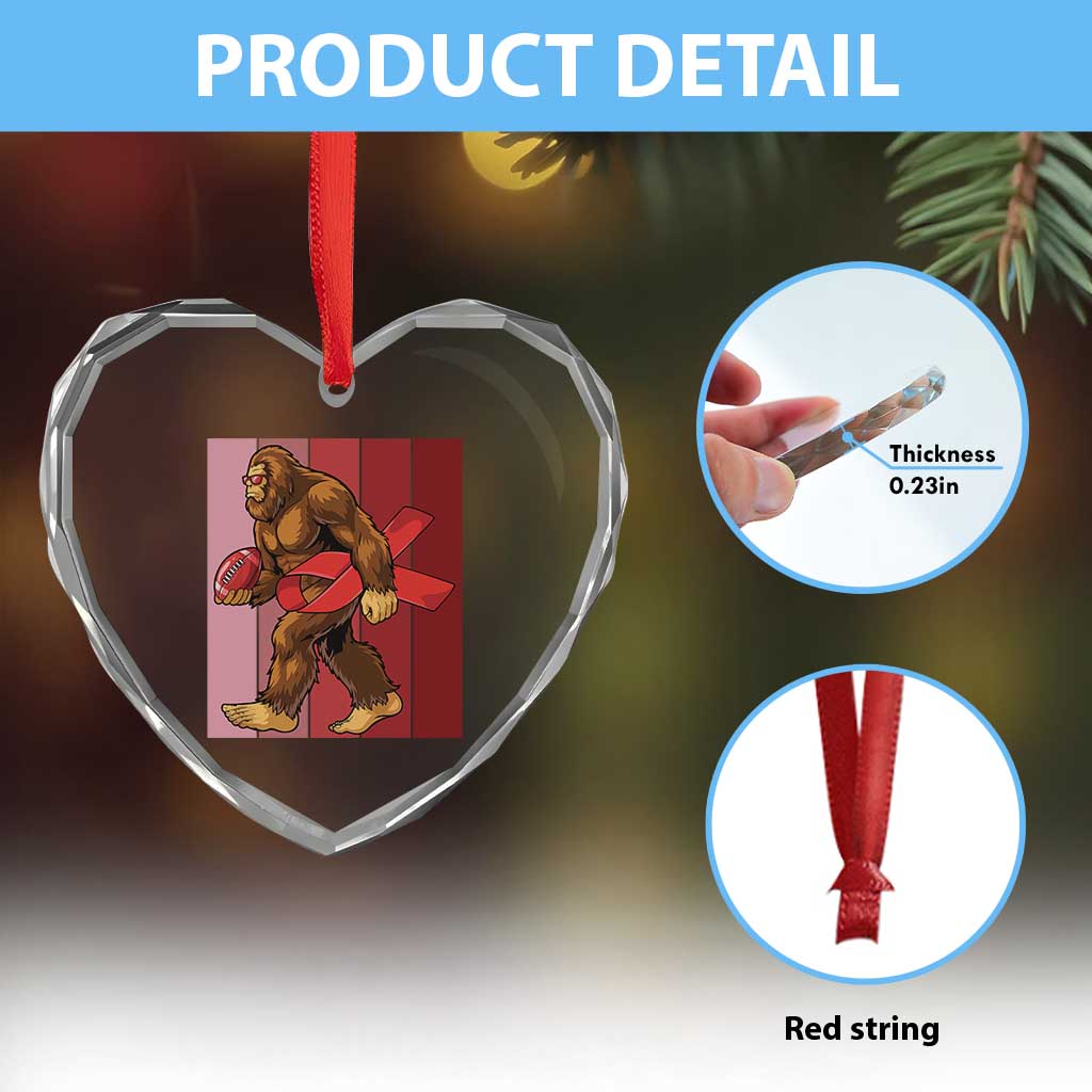 Funny Bigfoot Football HIV Awareness Heart Crystal Glass Ornament Red Ribbon Retro Vintage Style Gift TS12 Print Your Wear