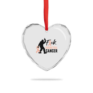 Funny Bigfoot Fuck Endometrial Cancer Awareness Gift Heart Crystal Glass Ornament